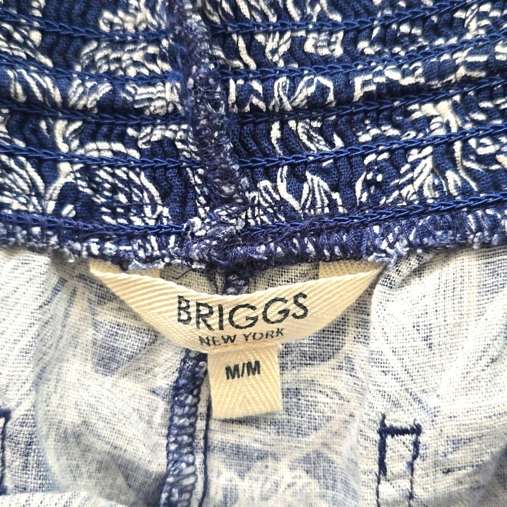 Briggs Linen Blend Tie Waist Blue / White Shorts Women's Size M - Picture 3 of 5